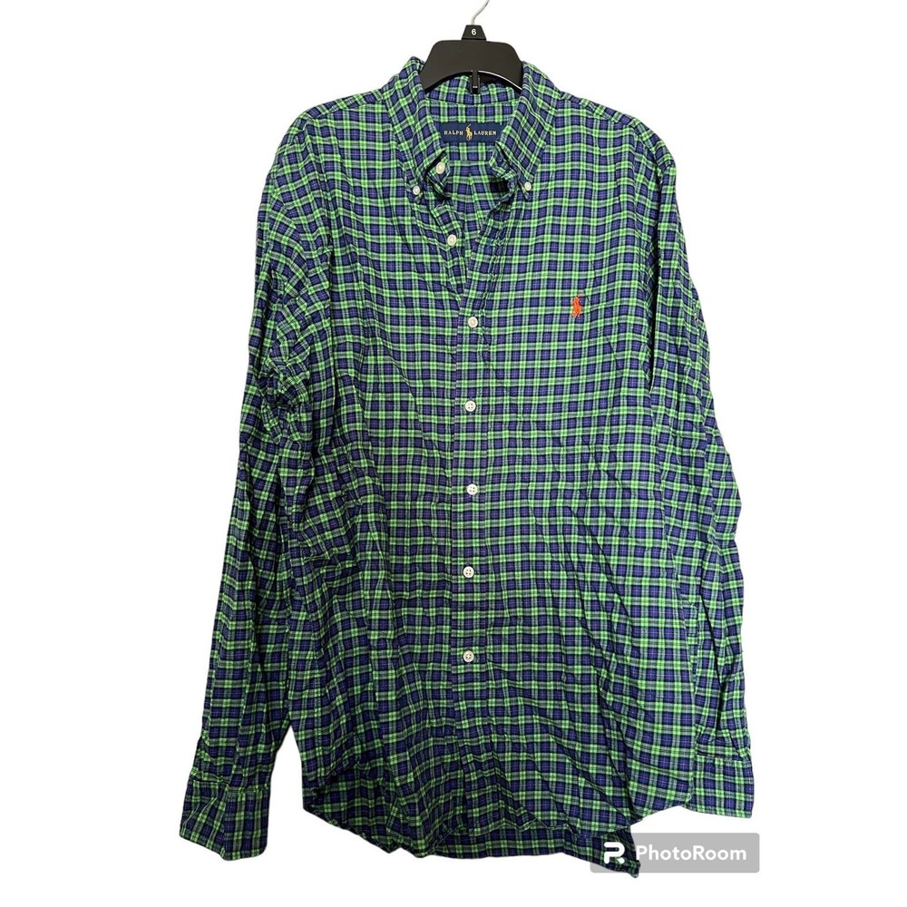 Ralph Lauren blue green plaid‎ button down size L men’s